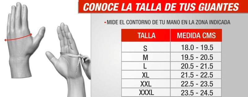 tabla tallaje guantes